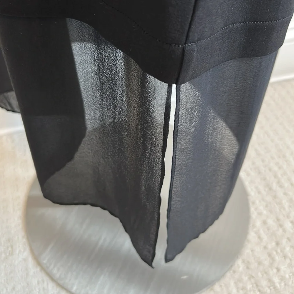 Eileen Fisher Black Silk Georgette Double Layer Dress